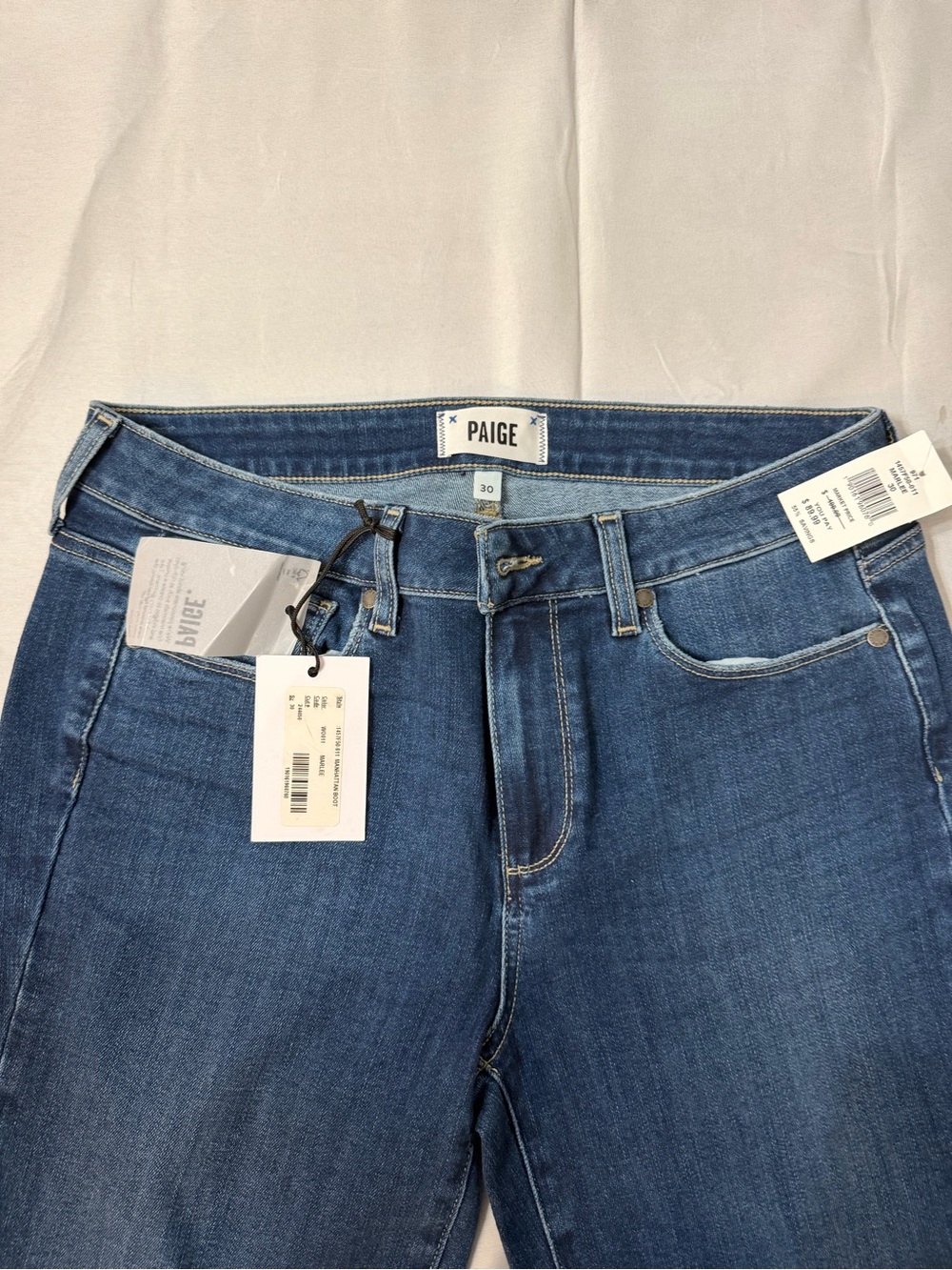 PAIGE Dark Blue High-Rise Flare Jeans